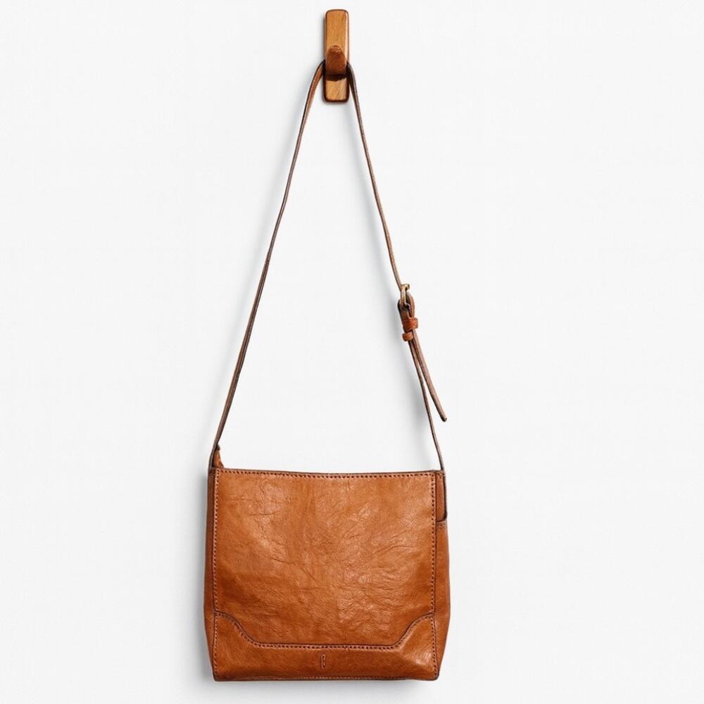 Frye Melissa Cognac Brown Small Messenger Leather Boho Chic Crossbody Bag